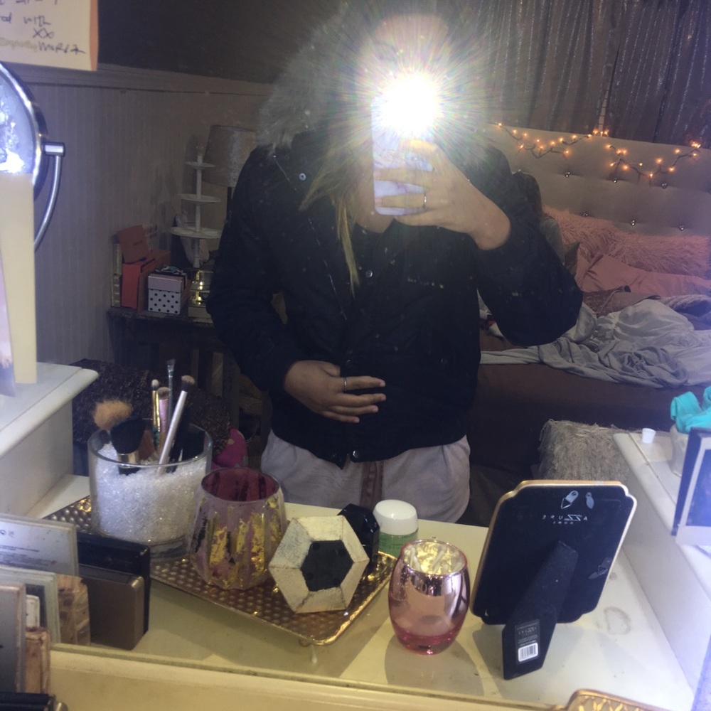 Target button up jacket with fuzzy hoodie